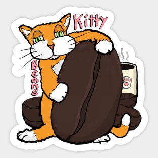 Kitty and coffee beans, a cafe cat for coffee lovers Sticker